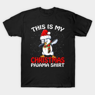 This is my Christmas Pajama Shirt Penguin Santa T-Shirt